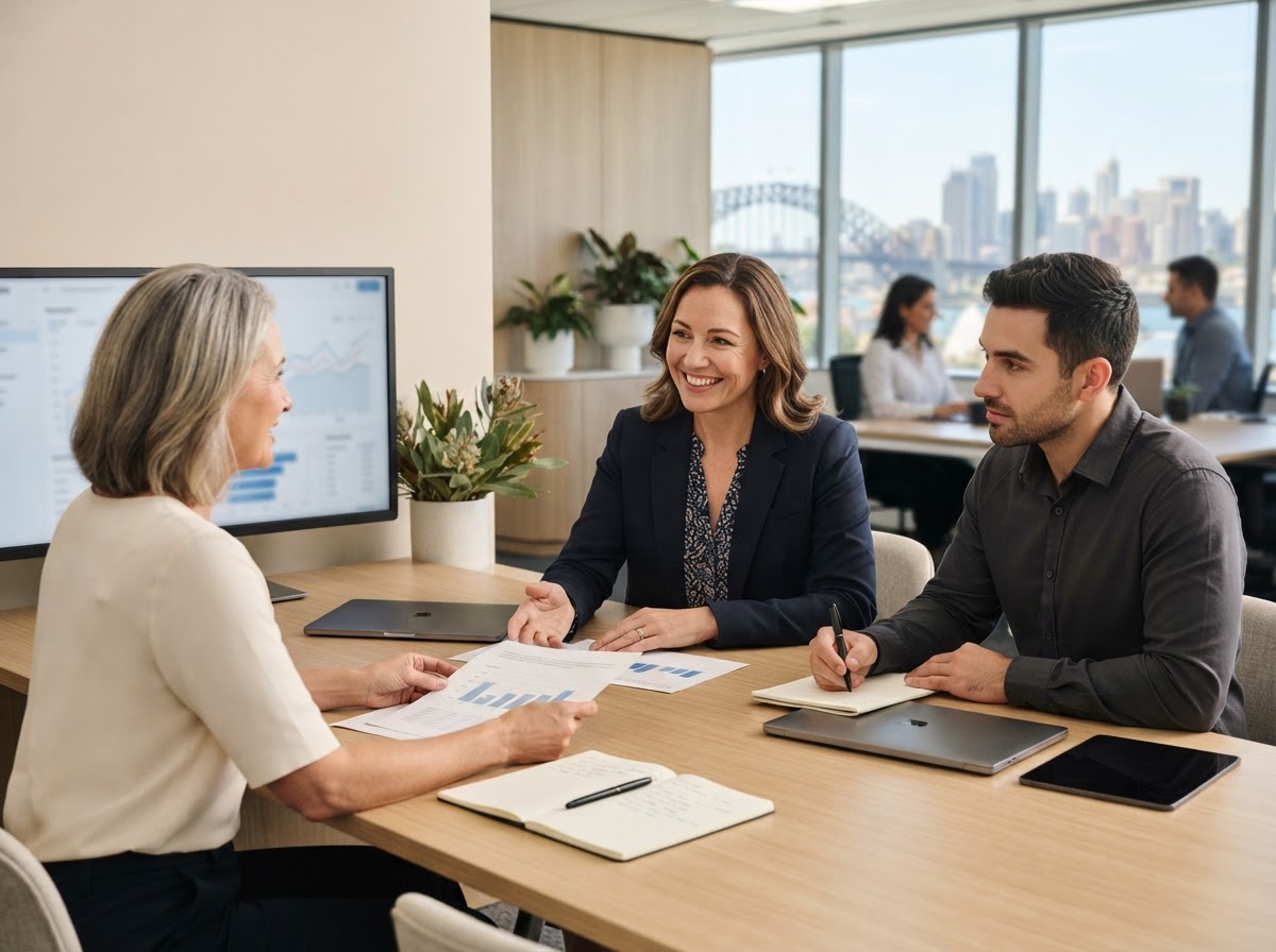 Concealedreportzone team reviewing AI-generated portfolio risk analysis on screen